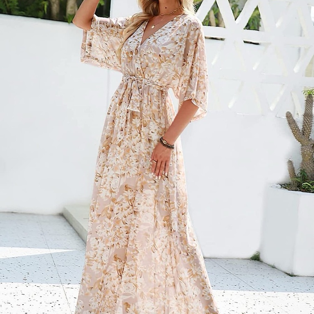 Baltic Born Floral Beige Maxi Dress